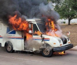 Mail truck fire - Location unknown