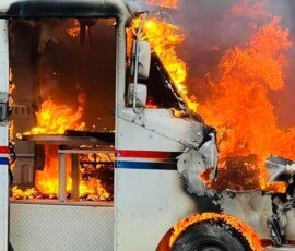 Mail truck fire, Stephensville Michigan