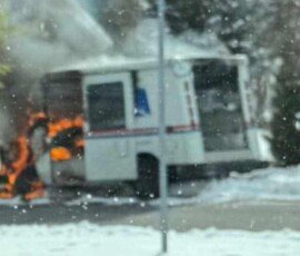 Massachusetts Mail Truck fire