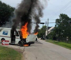 Texas mail truck fire