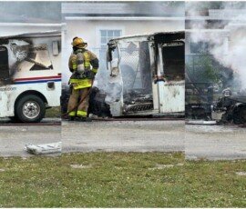 Mail truck fire - Sonora, California