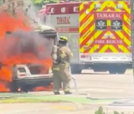 Mail Truck Bursts Into Flames in Florida Amid Record Heatwave in Florida