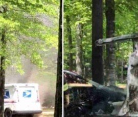 Postal truck fire - Auburn, AL