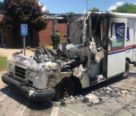 Mail truck catches fire in Portland, TN