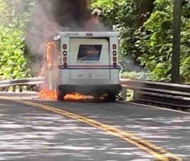 Road reopens after mail truck fire in Guilford, CT