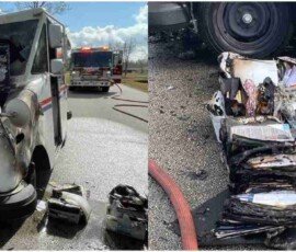 Mail truck fire Orange TX