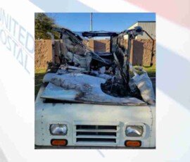 Postal Service truck destroyed in fire; letter carrier not injured