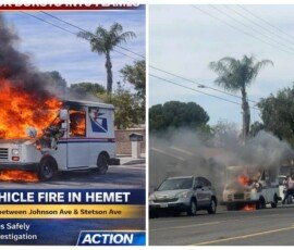 California mail truck fire