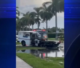 USPS truck goes up in flames in West Miami-Dade