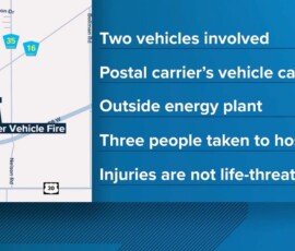 3 injured, mail carrier vehicle catches fire after Lee County crash